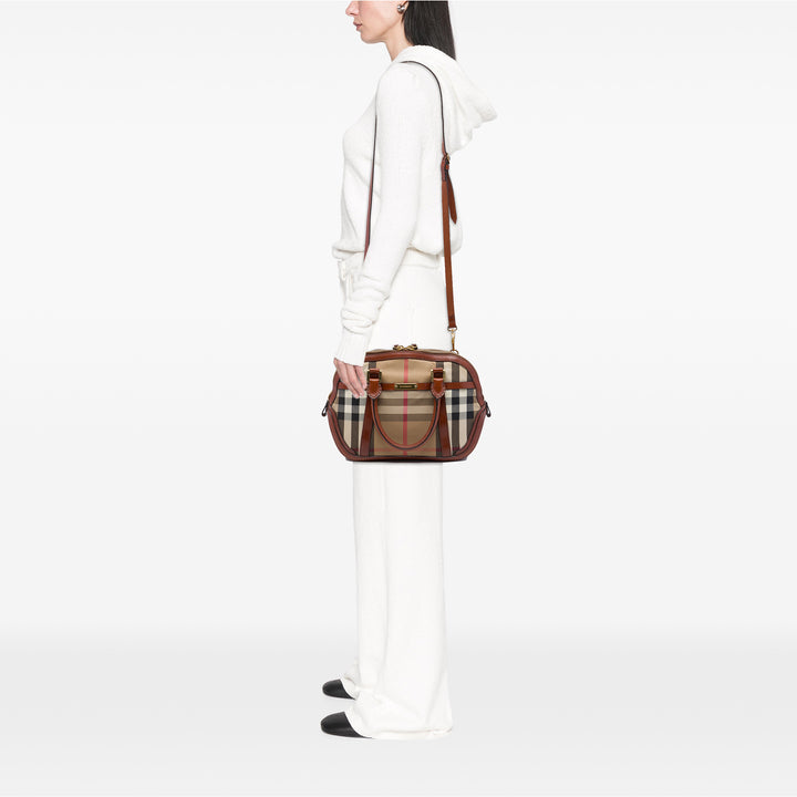 Burberry Sac à main à finitions House Check Bridle Orchard Petit Marron – vue 6 – GABY PARIS