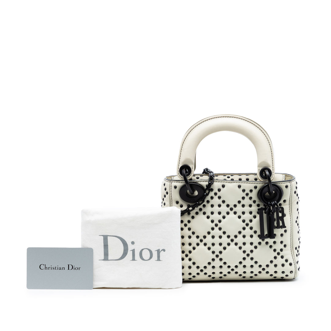 Dior Mini Cuir d’agneau Cannage clouté Supple Lady Dior
