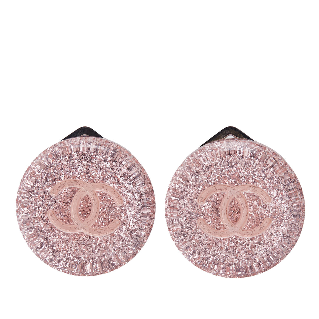 Resin CC Round Clip On Earrings Pink - Gaby Paris