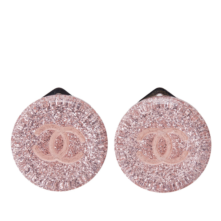 Resin CC Round Clip On Earrings Pink - Gaby Paris