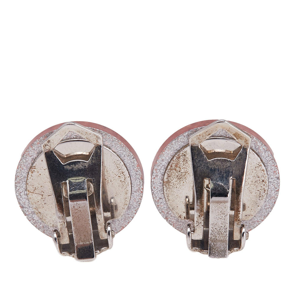 Resin CC Round Clip On Earrings Pink - Gaby Paris
