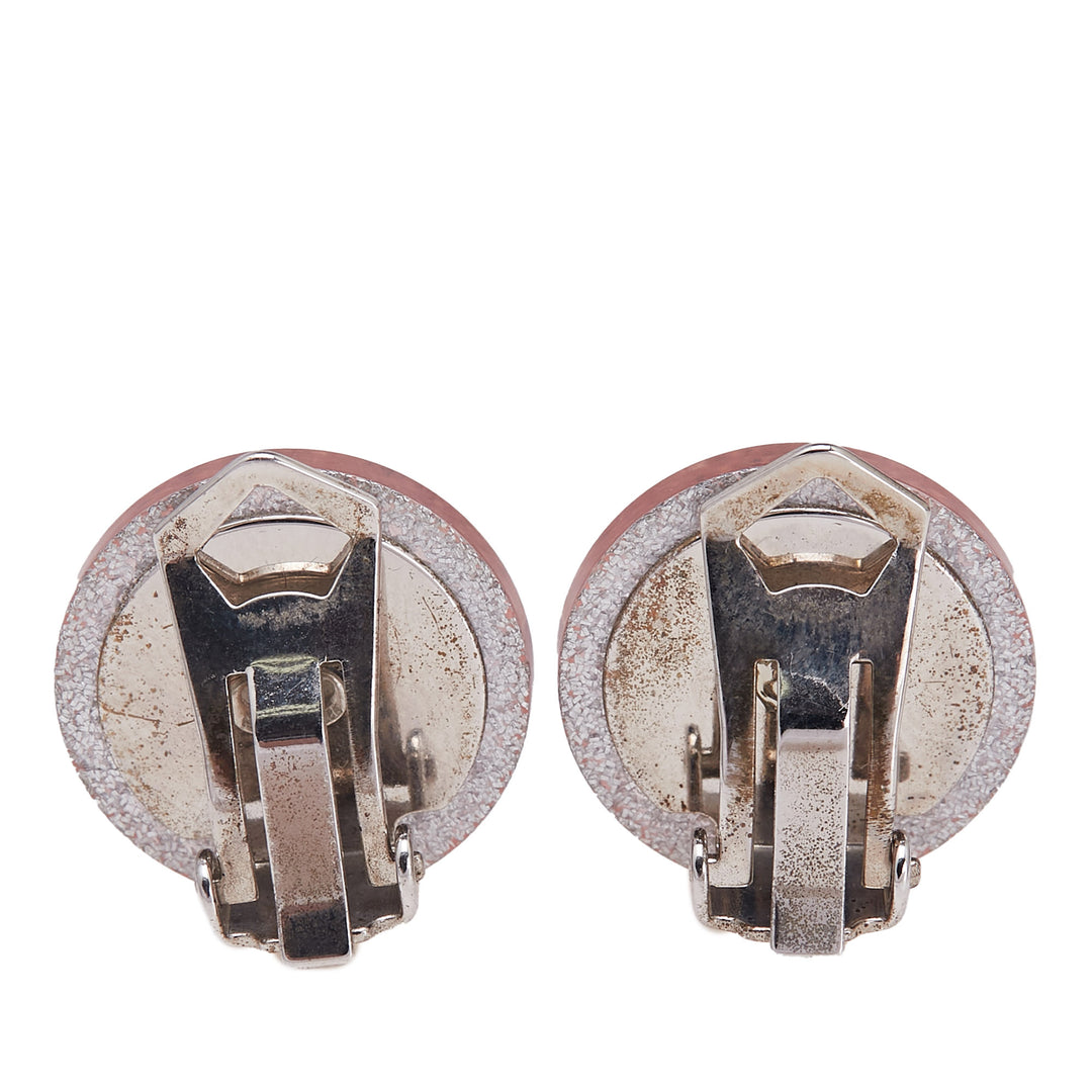 Resin CC Round Clip On Earrings Pink - Gaby Paris