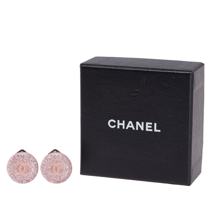 Resin CC Round Clip On Earrings Pink - Gaby Paris