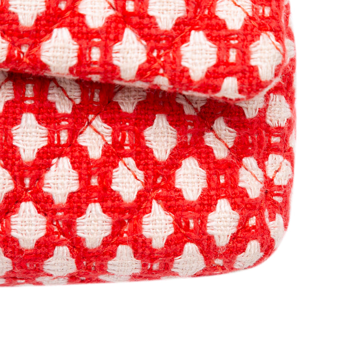 Medium Quilted Tweed Bijoux Chain Double Flap Red - Gaby Paris