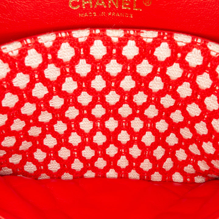 Medium Quilted Tweed Bijoux Chain Double Flap Red - Gaby Paris