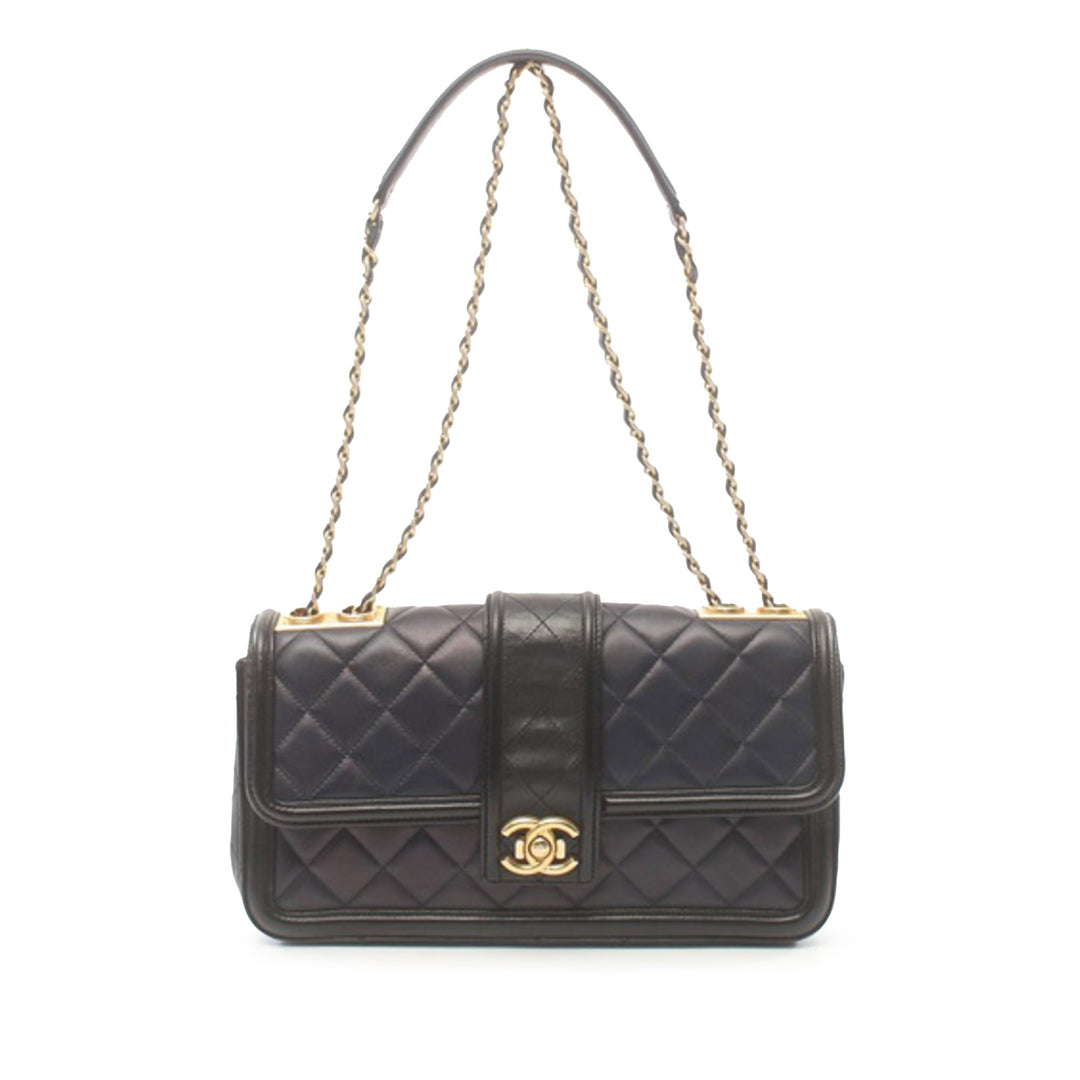 Large Quilted Lambskin Elegant CC Flap Blue - Gaby Paris