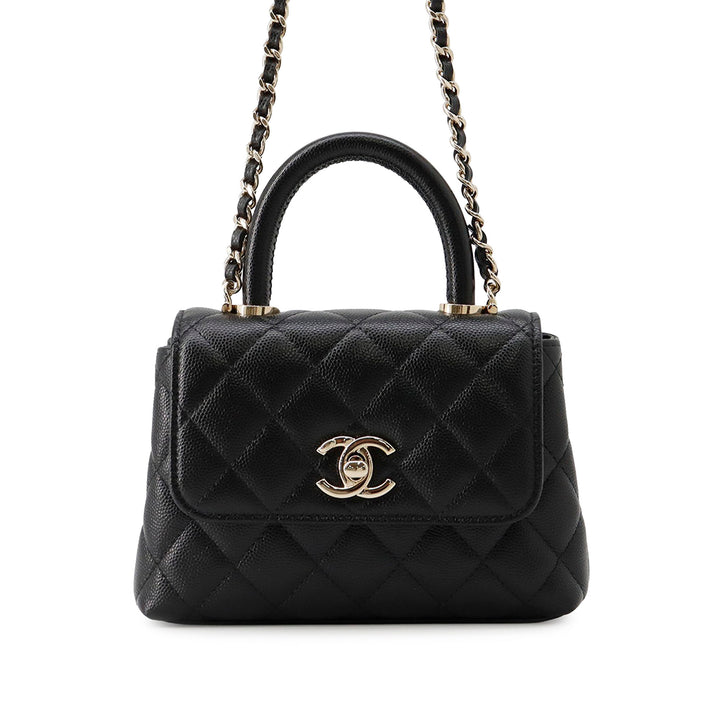 Chanel Extra Mini Matelassé Caviar Coco sac à anse supérieure