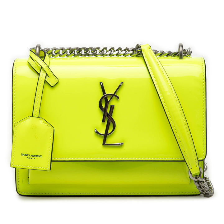 Saint Laurent Small Cuir verni Monogram Sunset Sac porté croisé