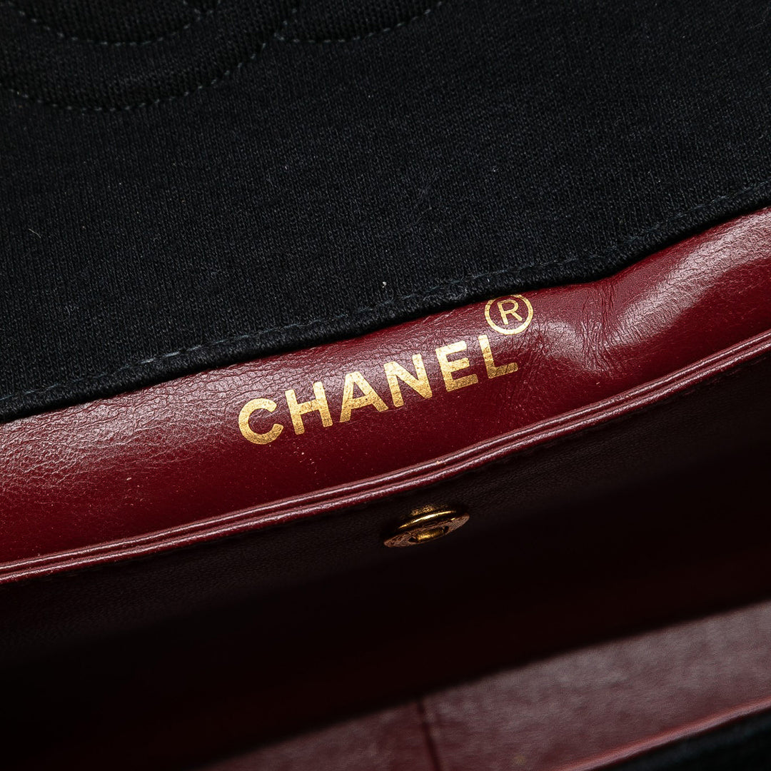 Chanel CC Matelassé Jersey et Cuir d’agneau à rabat