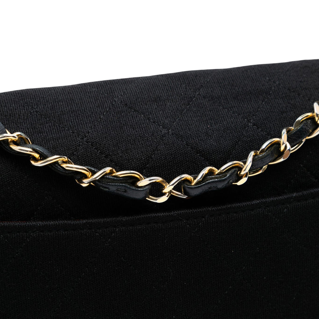 Chanel CC Matelassé Jersey et Cuir d’agneau à rabat