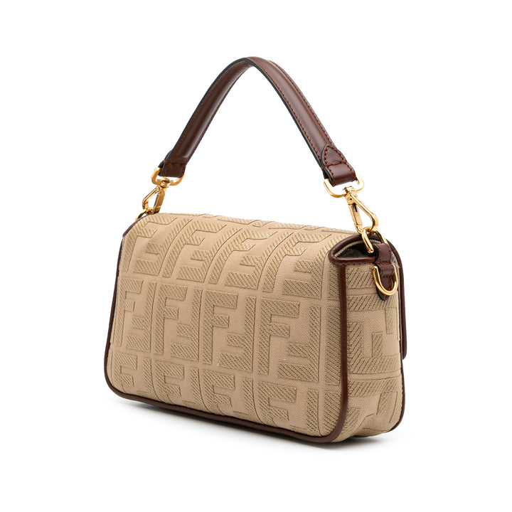 Medium Embroidered Canvas Baguette Satchel Brown - Gaby Paris