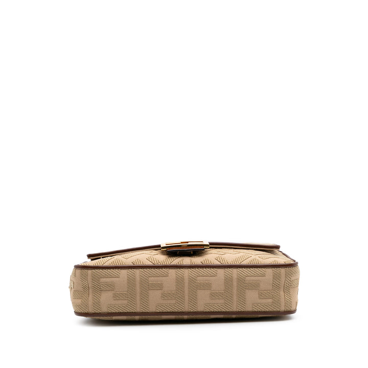 Medium Embroidered Canvas Baguette Satchel Brown - Gaby Paris