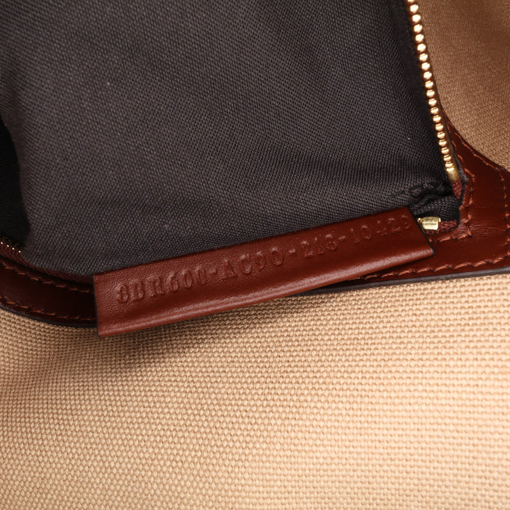 Medium Embroidered Canvas Baguette Satchel Brown - Gaby Paris