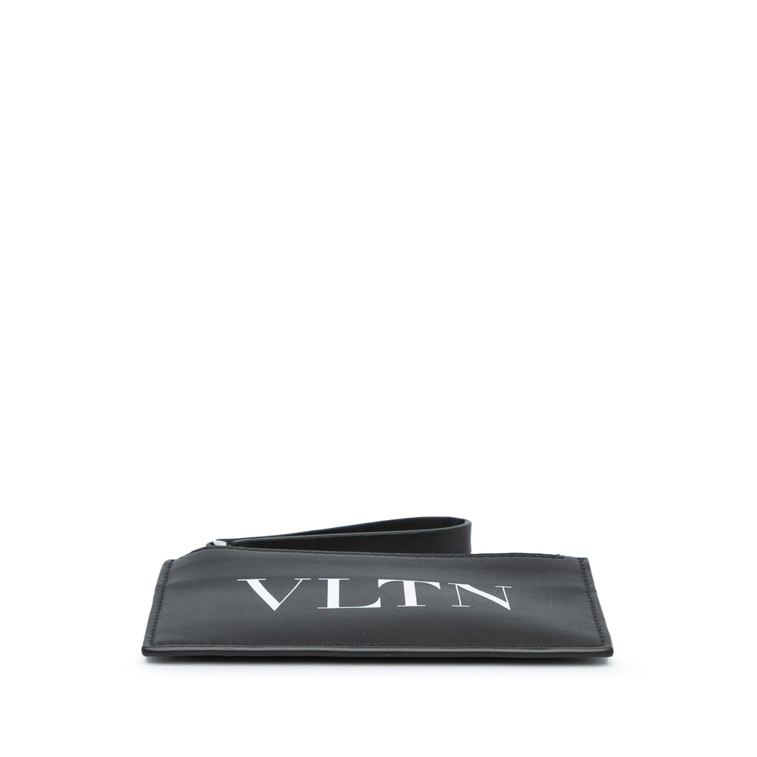 Leather VLTN Zip Card Holder Black - Gaby Paris