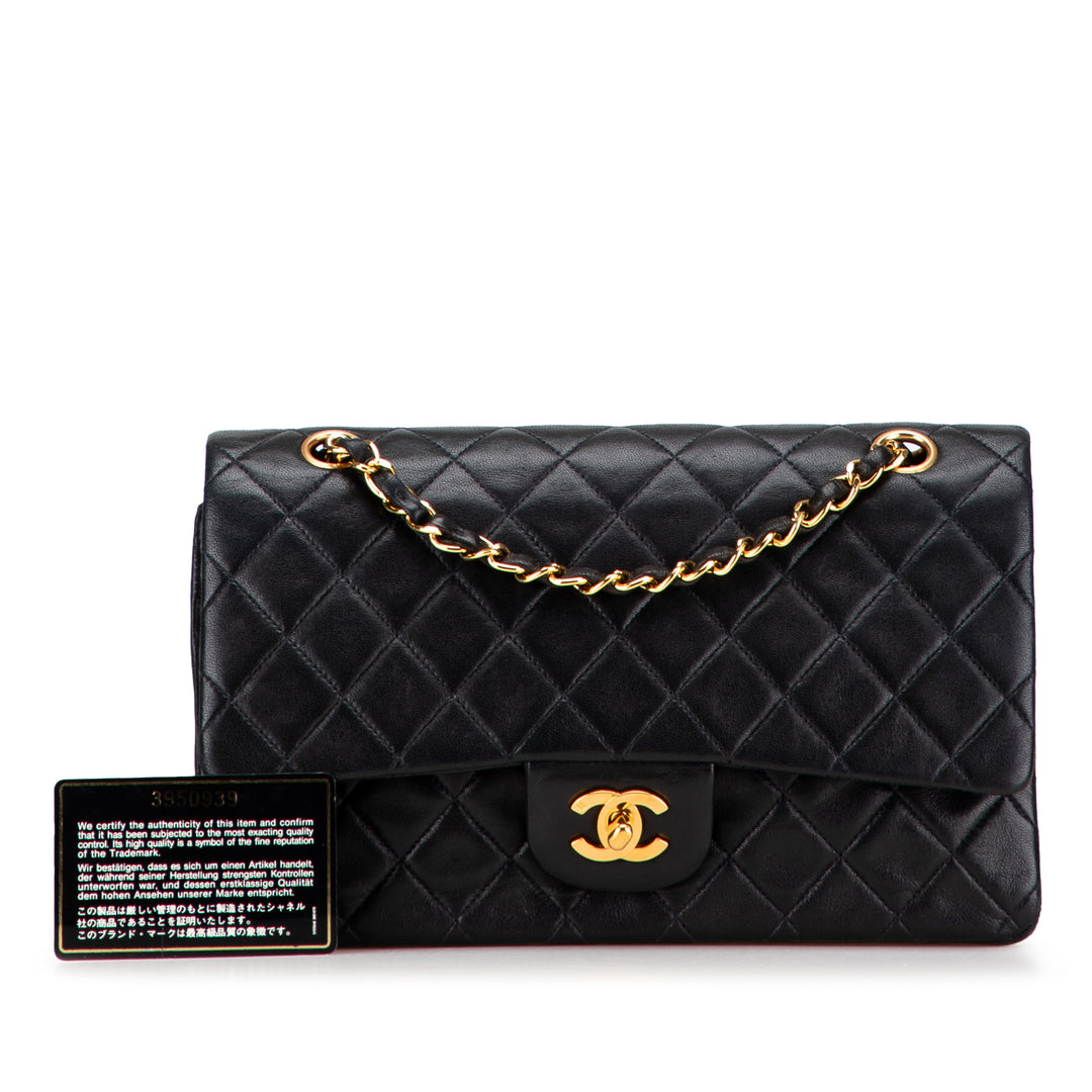 Chanel Medium Classic Cuir d’agneau Double rabat Noir