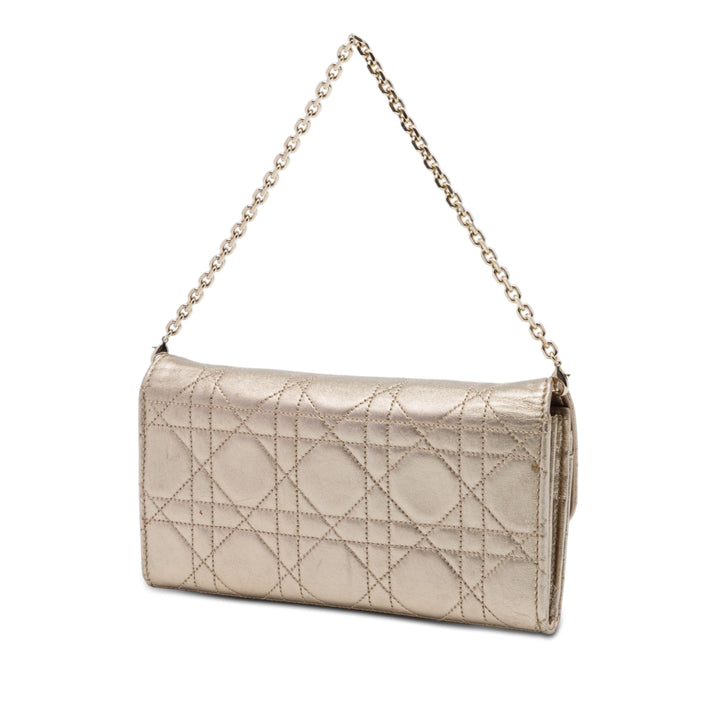 Dior Metallic Cuir d’agneau Cannage Miss Dior Promenade Wallet on Chain