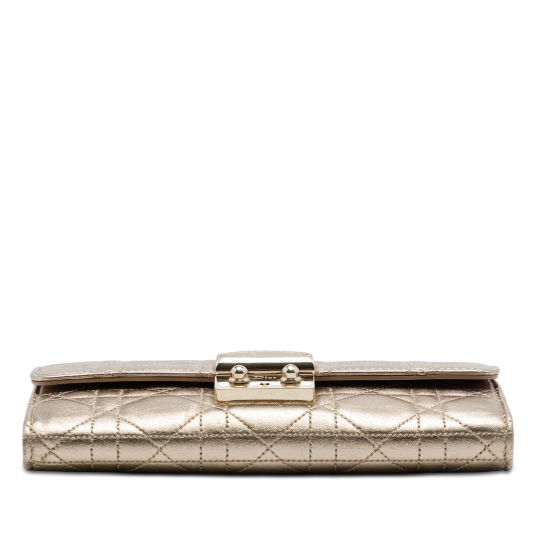 Dior Metallic Cuir d’agneau Cannage Miss Dior Promenade Wallet on Chain