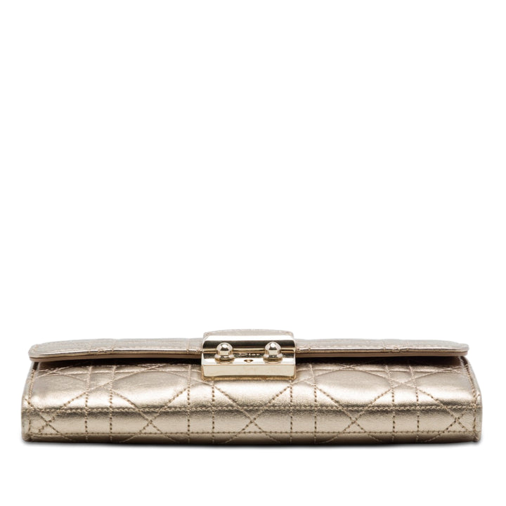 Dior Metallic Cuir d’agneau Cannage Miss Dior Promenade Wallet on Chain