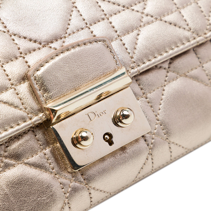 Dior Metallic Cuir d’agneau Cannage Miss Dior Promenade Wallet on Chain