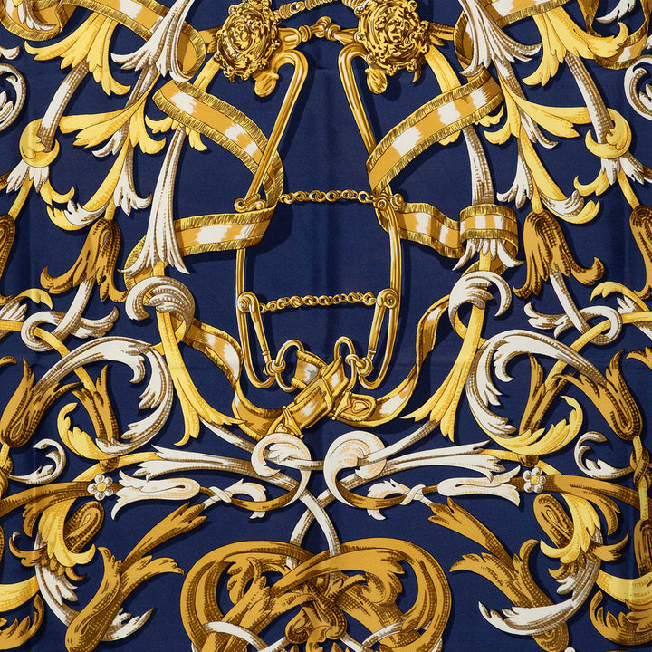 Hermès Carré Le Mors A La Conetable 90 Bleu – vue 2 – GABY PARIS