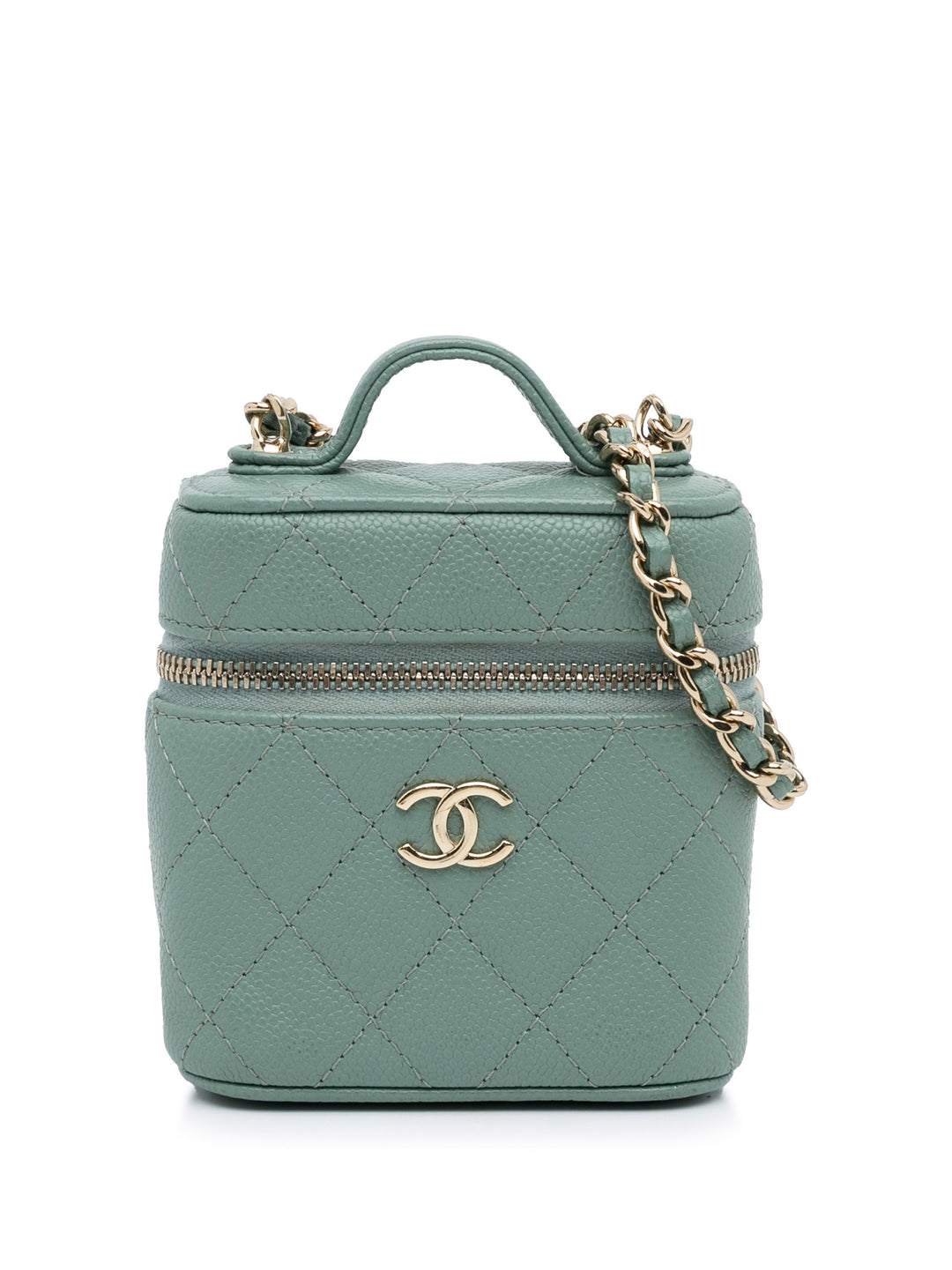 CC Caviar Vanity Bag Green - Gaby Paris