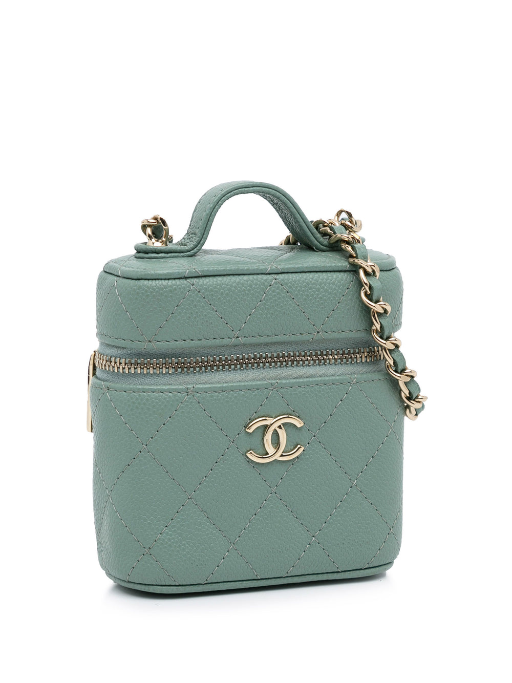 CC Caviar Vanity Bag Green - Gaby Paris