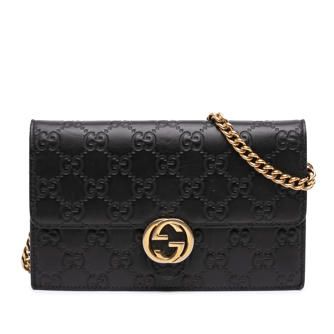 Guccissima Interlocking G Wallet on Chain Noir