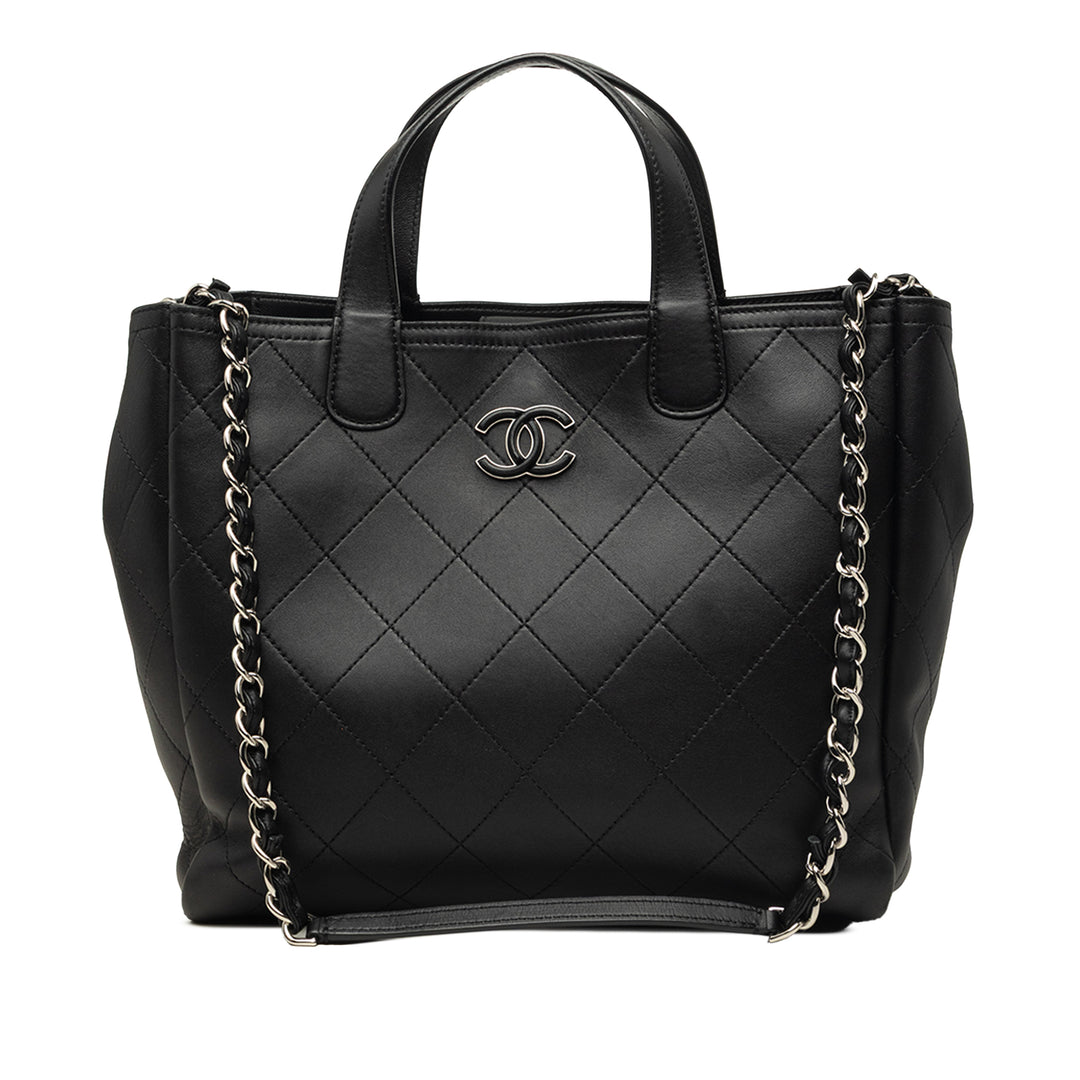 Surpiqué Lady Coco Cabas Moyen Cuir de veau Noir