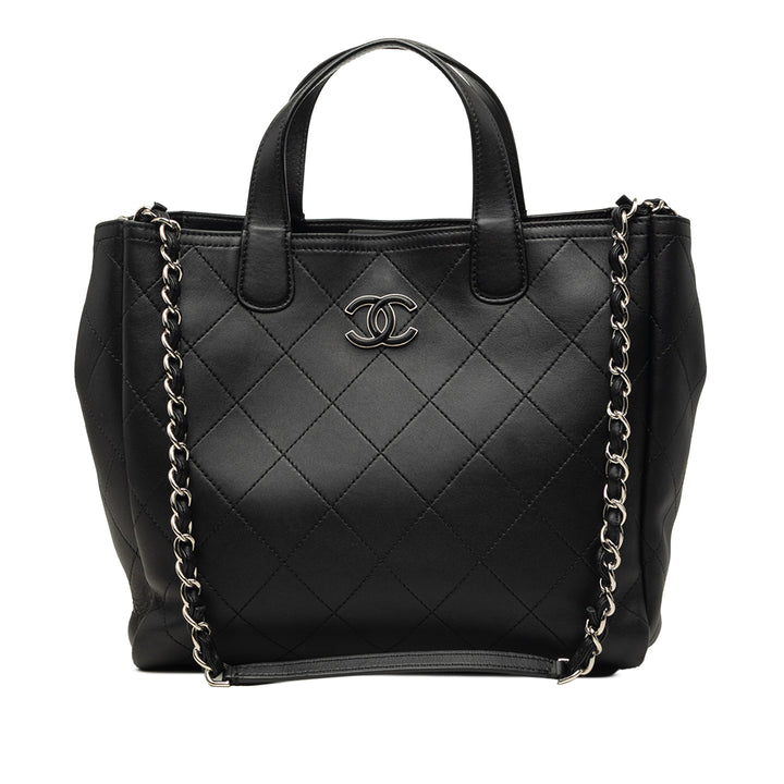 Surpiqué Lady Coco Cabas Moyen Cuir de veau Noir