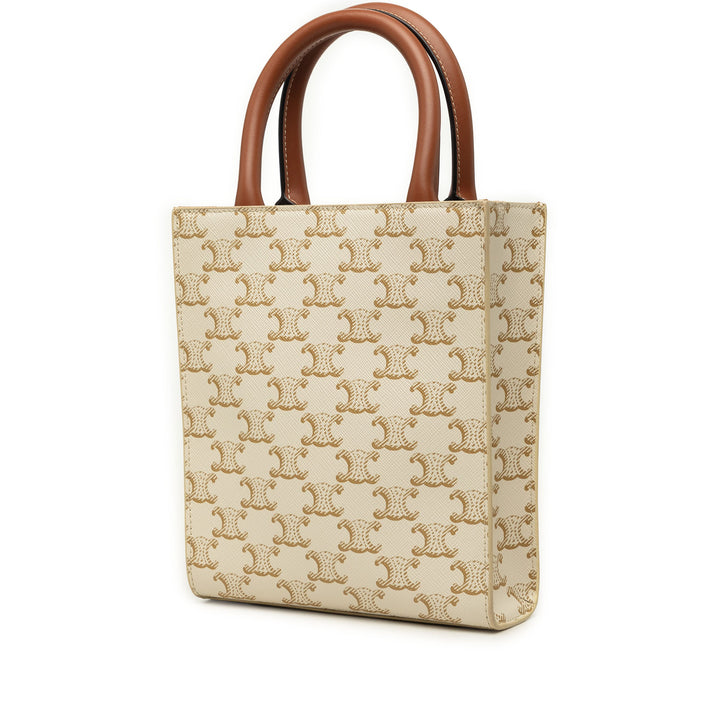 Triomphe Cabas vertical Mini Triomphe enduite Blanc