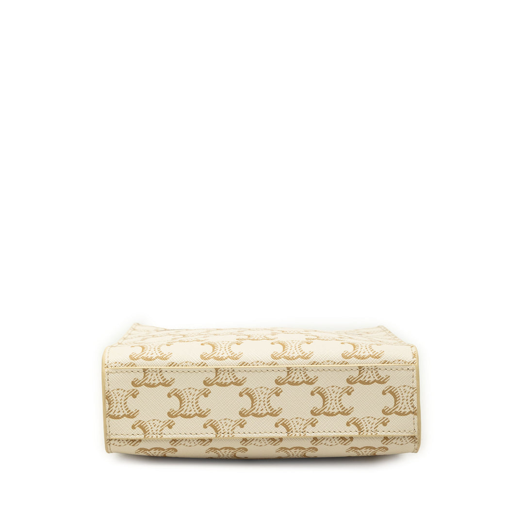Triomphe Cabas vertical Mini Triomphe enduite Blanc