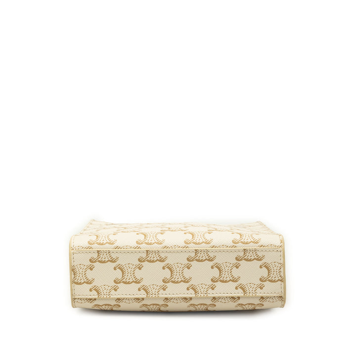 Triomphe Cabas vertical Mini Triomphe enduite Blanc