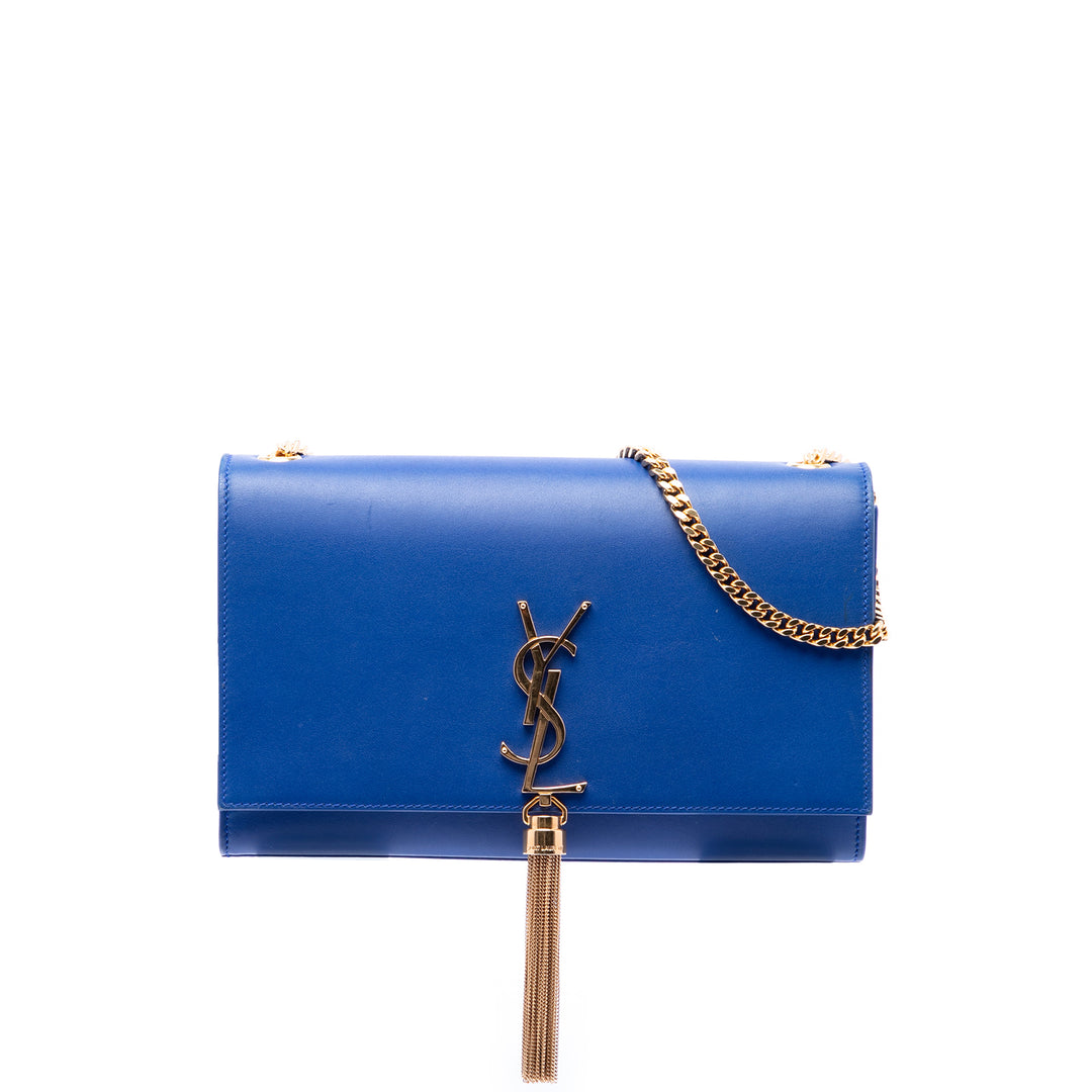 Saint Laurent Medium Smooth Cuir de veau Monogram Kate Pompon Sac porté croisé