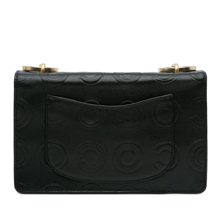 Metallic Calfskin Embossed Circle C Flap Black - Gaby Paris