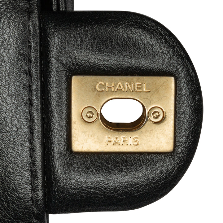 Metallic Calfskin Embossed Circle C Flap Black - Gaby Paris