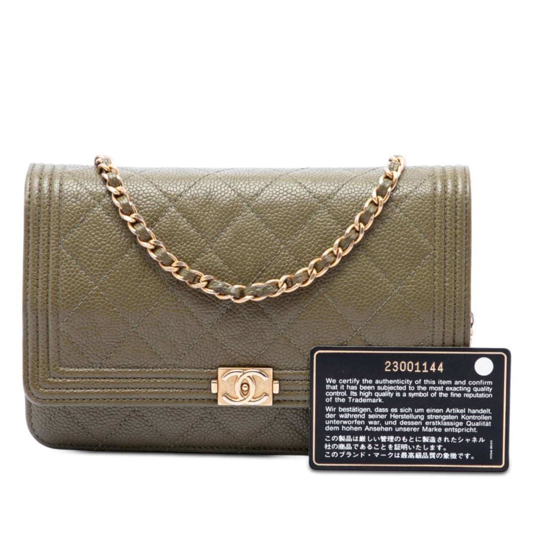 Chanel Matelassé Caviar Boy Wallet on Chain