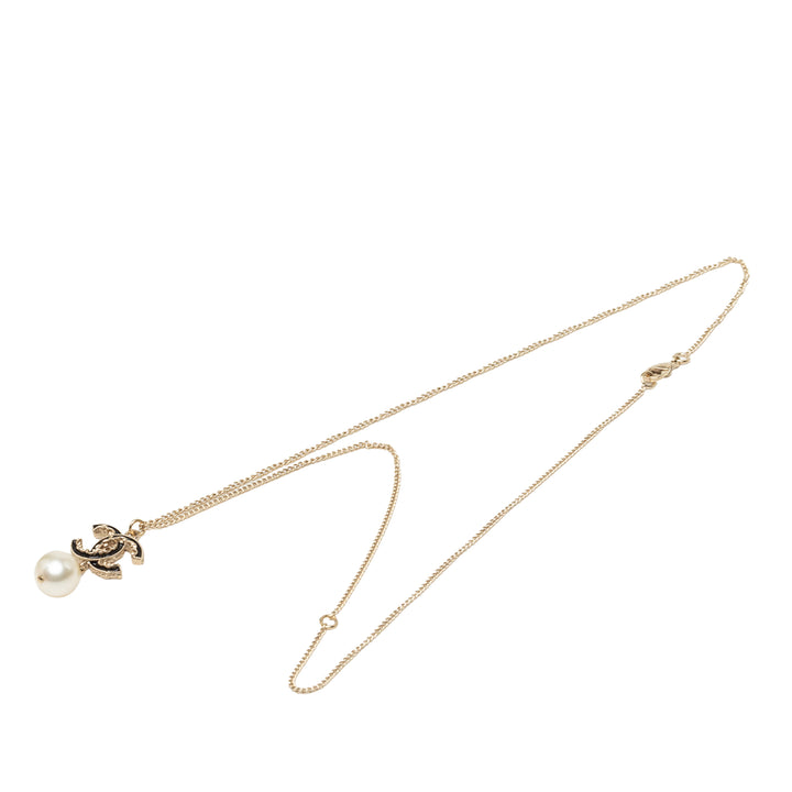 plaqué CC Perles fantaisie Baroque Pendant Collier Doré
