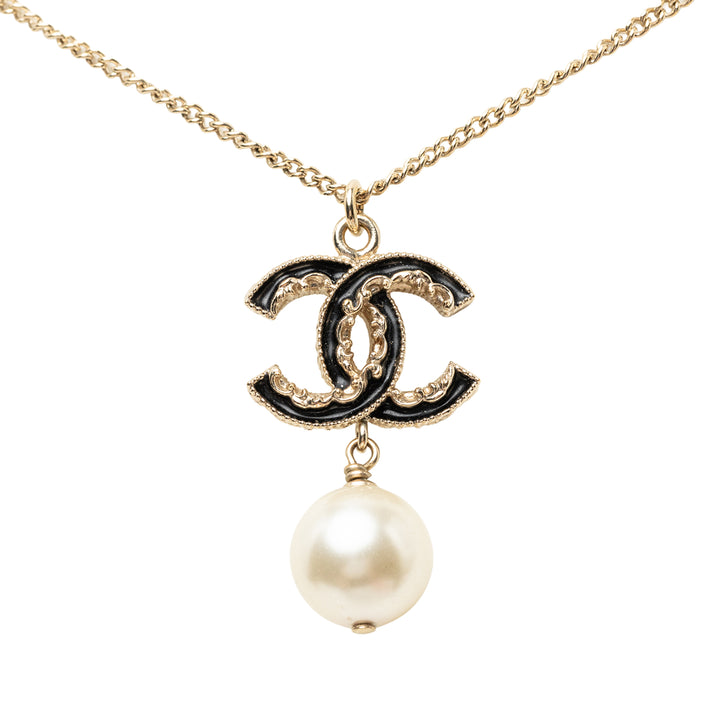 plaqué CC Perles fantaisie Baroque Pendant Collier Doré