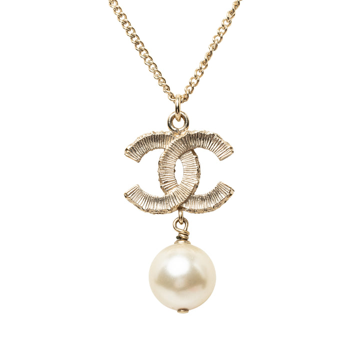 plaqué CC Perles fantaisie Baroque Pendant Collier Doré