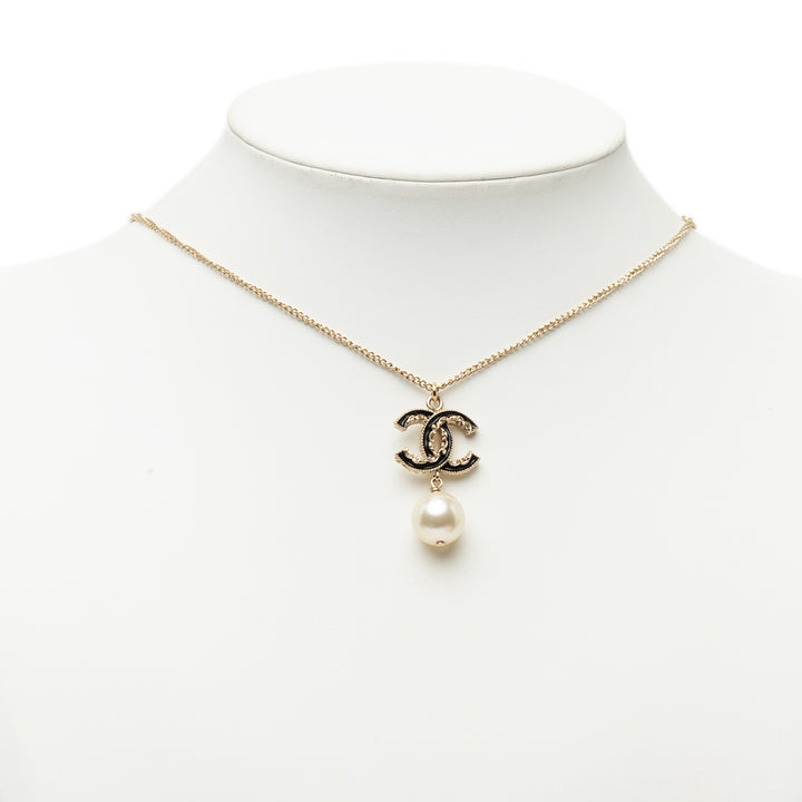plaqué CC Perles fantaisie Baroque Pendant Collier Doré
