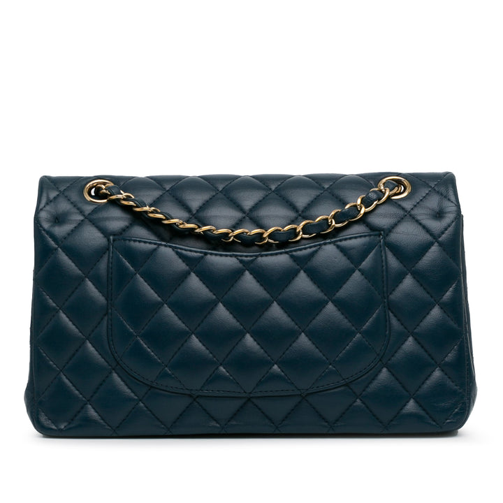 Medium Classic Lambskin Double Flap Blue - Gaby Paris