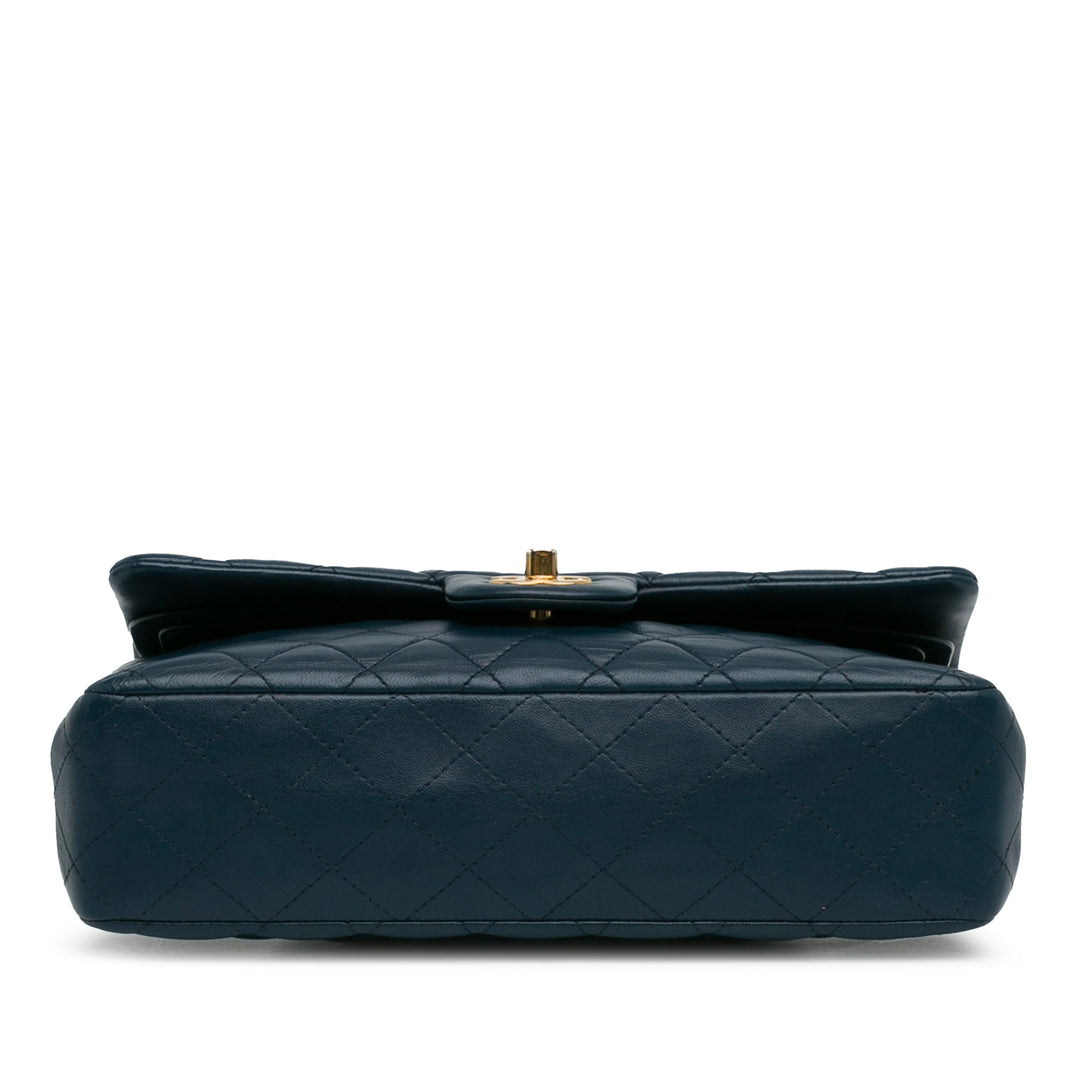 Medium Classic Lambskin Double Flap Blue - Gaby Paris