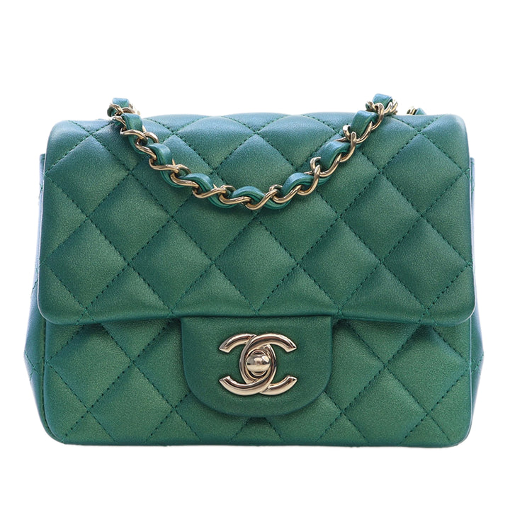 Chanel Classic Carré Irisé Rabat simple Mini Cuir d'agneau