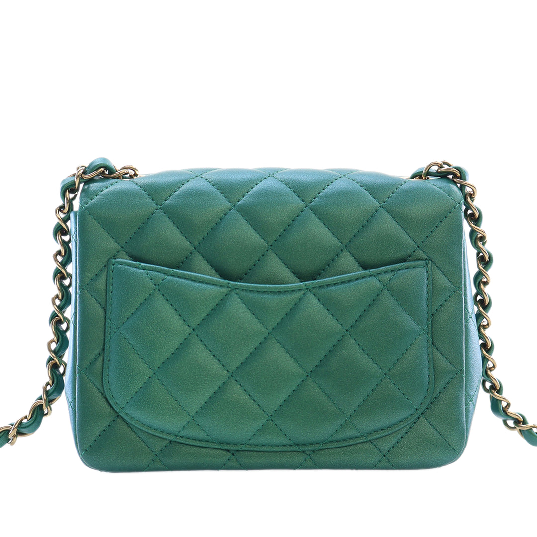 Chanel Classic Carré Irisé Rabat simple Mini Cuir d'agneau