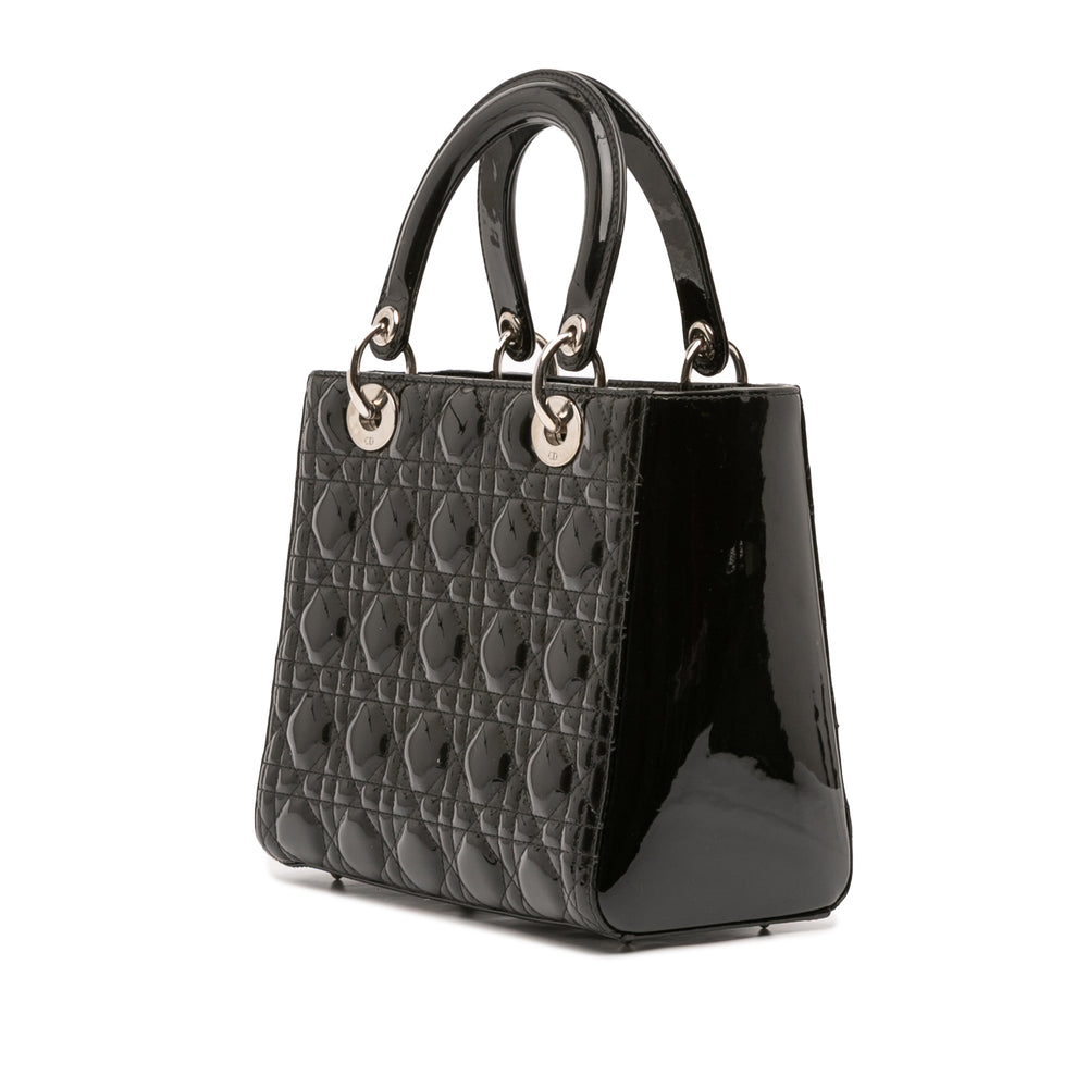 Dior Medium Cuir verni Cannage Lady Dior Noir – GABY PARIS Authentique