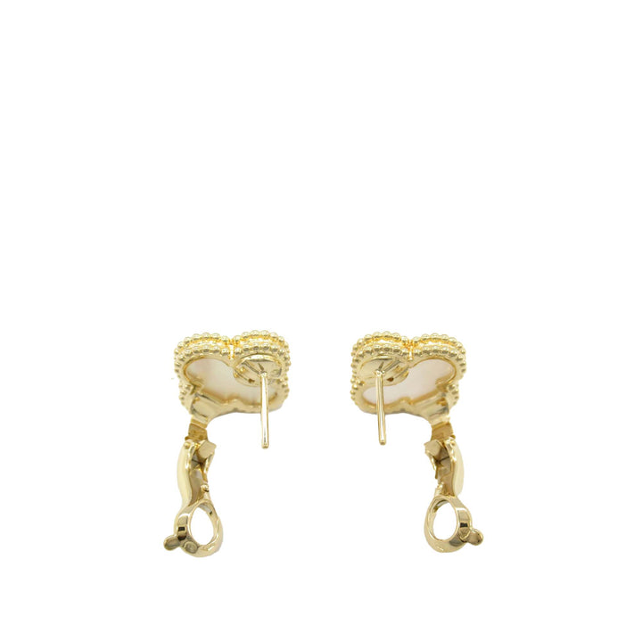 18K Yellow Gold Mother of Pearl Vintage Alhambra Earrings Gold - Gaby Paris