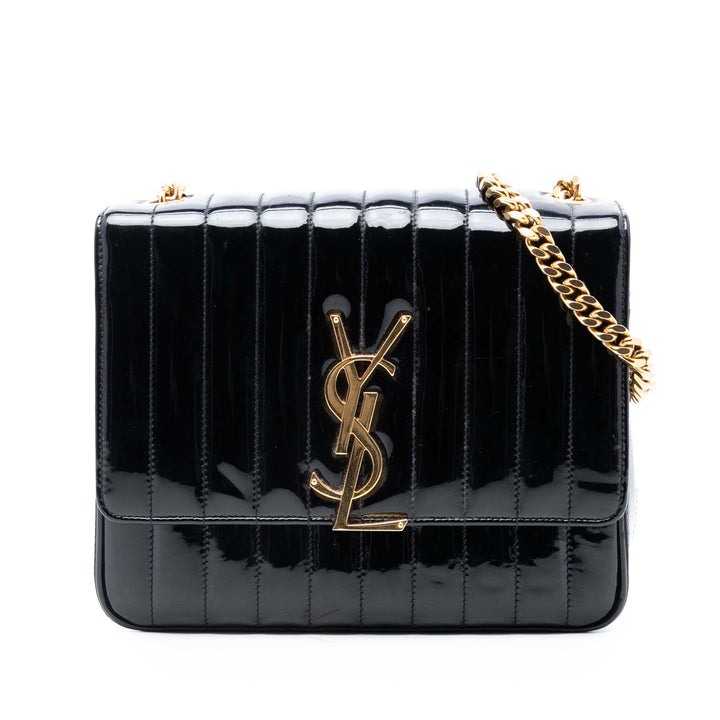 Saint Laurent Large Cuir verni Vicky Sac porté croisé