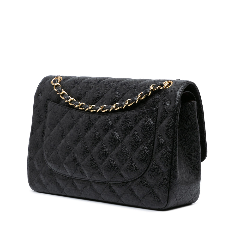 Jumbo Classic Caviar Double Flap Black - Gaby Paris