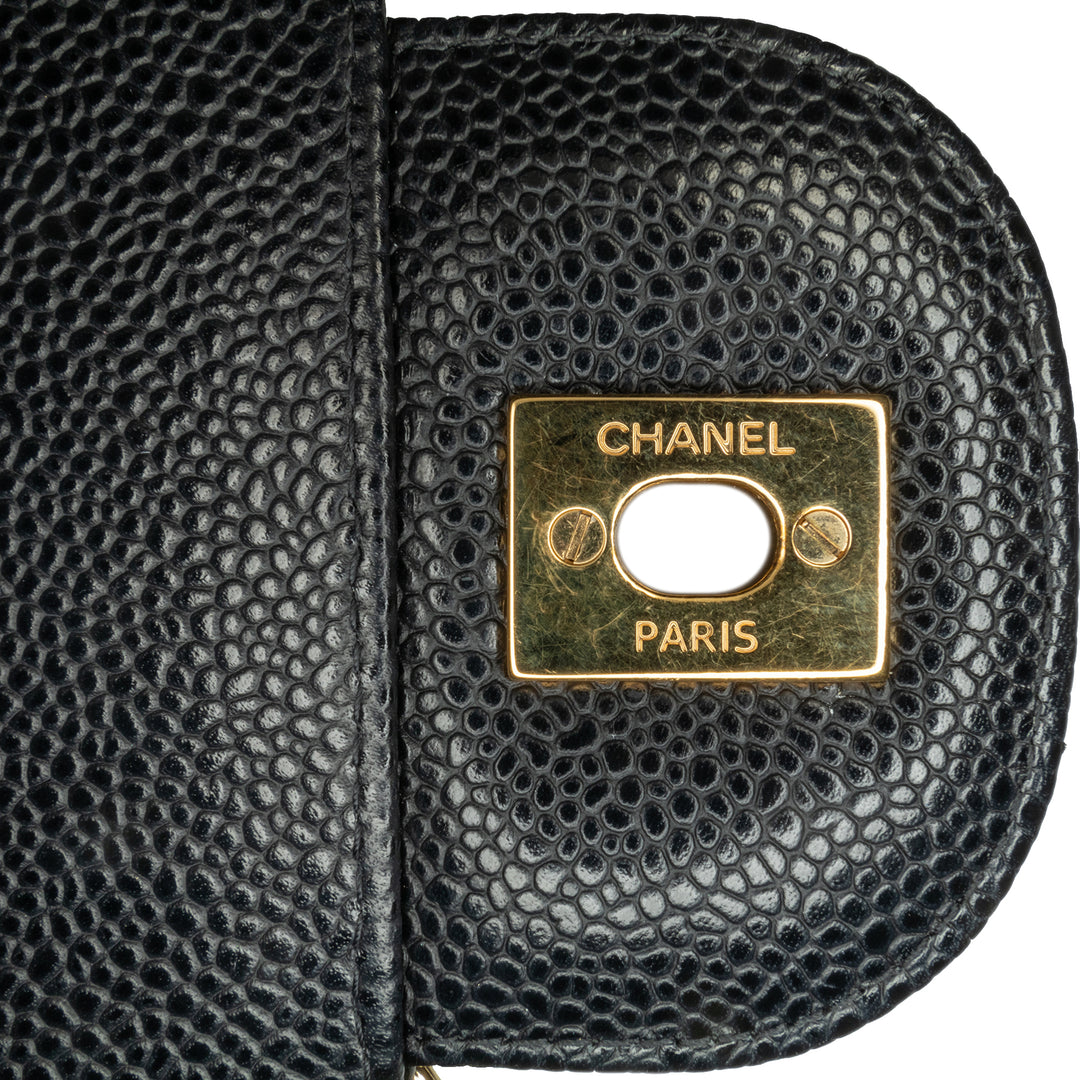 Jumbo Classic Caviar Double Flap Black - Gaby Paris