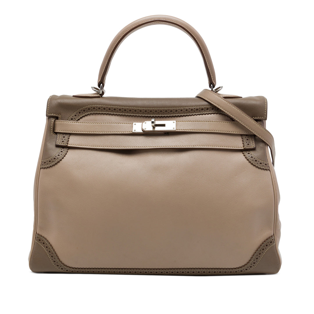 Hermès Sac à main Ghillies Kelly II Retourne 35 Swift Beige – vue principale – GABY PARIS